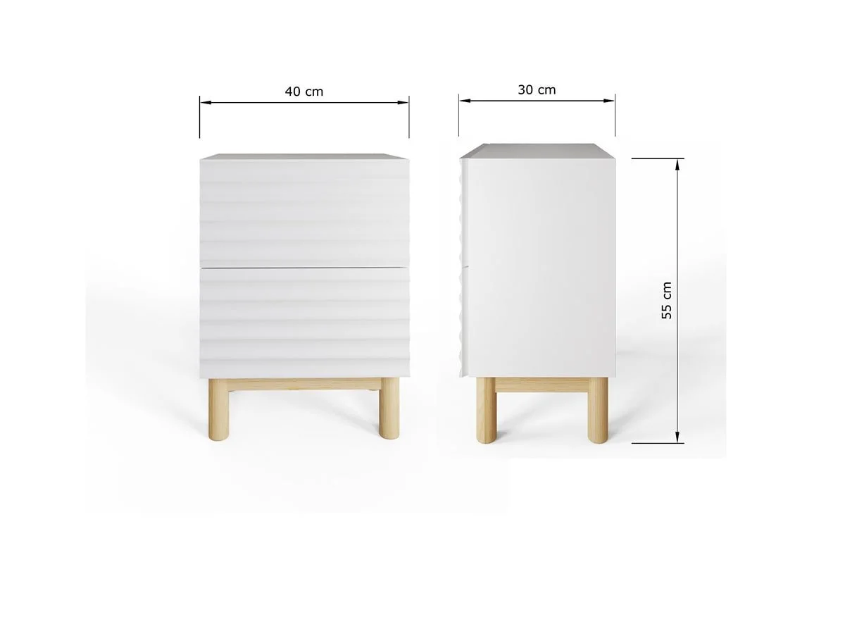 GFW GFW Karla White Ribbed Pair of 2 Drawer Bedside Tables