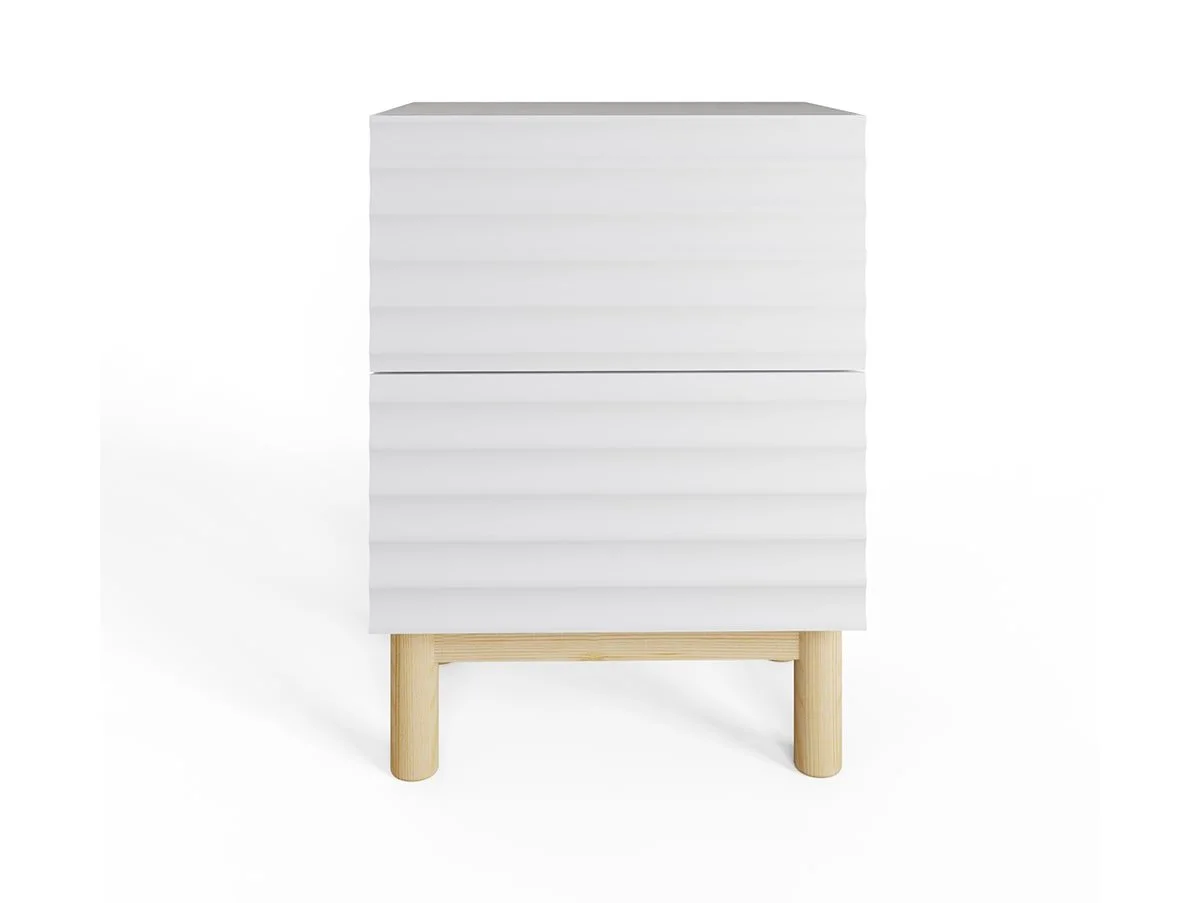 GFW GFW Karla White Ribbed Pair of 2 Drawer Bedside Tables