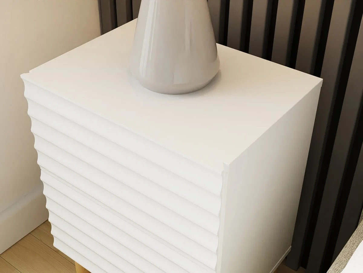GFW GFW Karla White Ribbed 2 Drawer Bedside Table