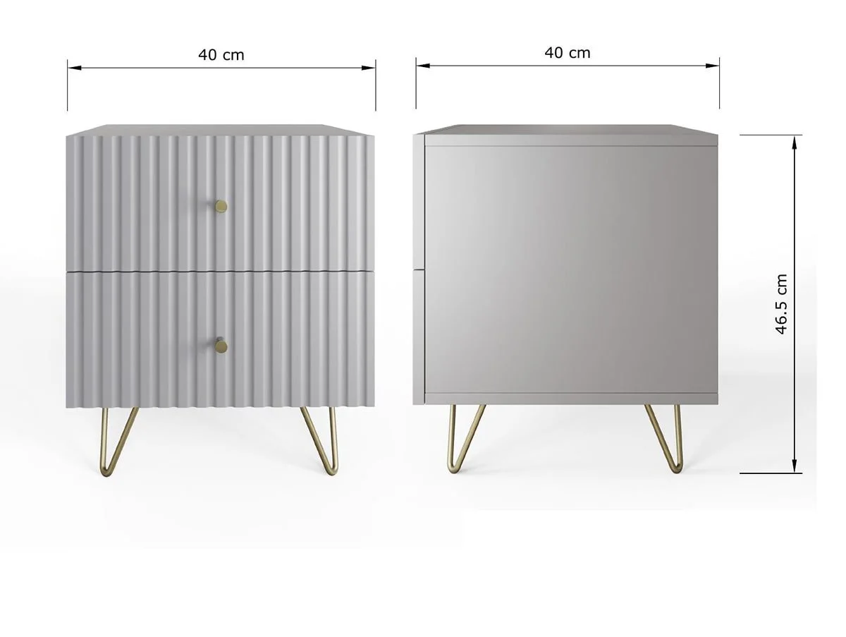 GFW GFW Thalia Grey Ribbed Pair of 2 Drawer Bedside Tables