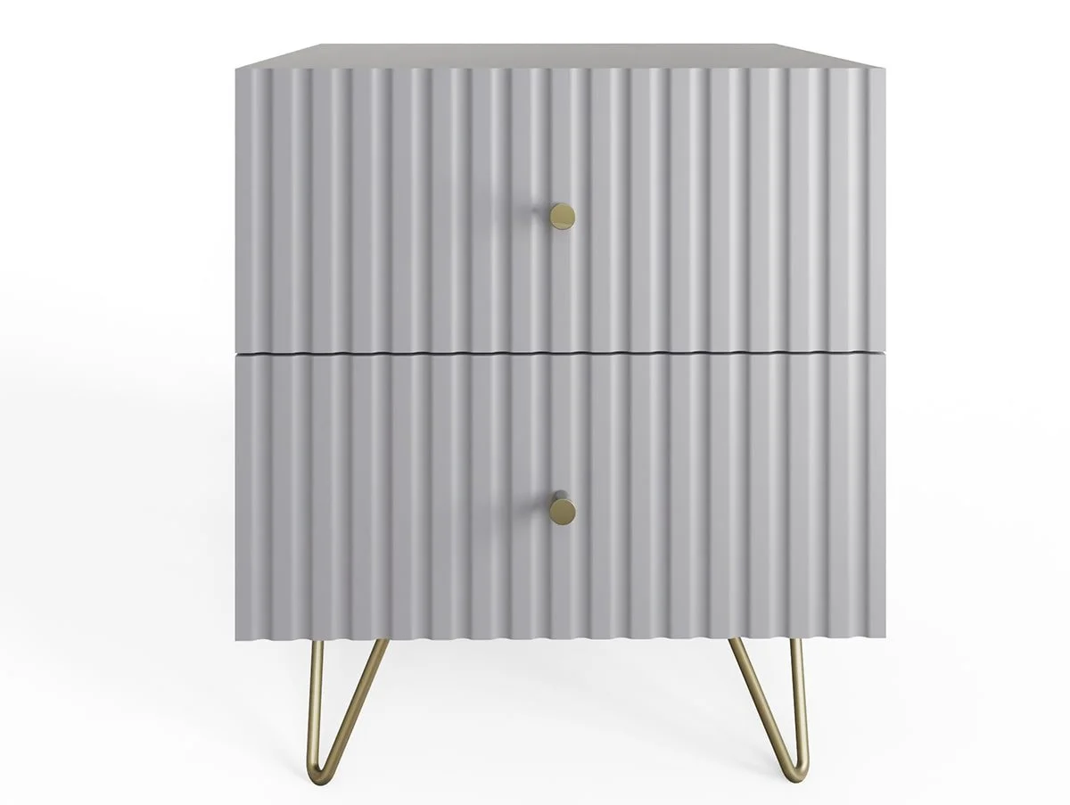 GFW GFW Thalia Grey Ribbed Pair of 2 Drawer Bedside Tables