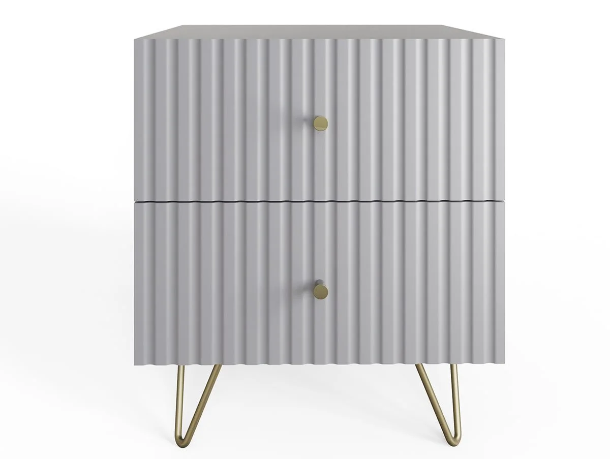 GFW GFW Thalia Grey Ribbed 2 Drawer Bedside Table