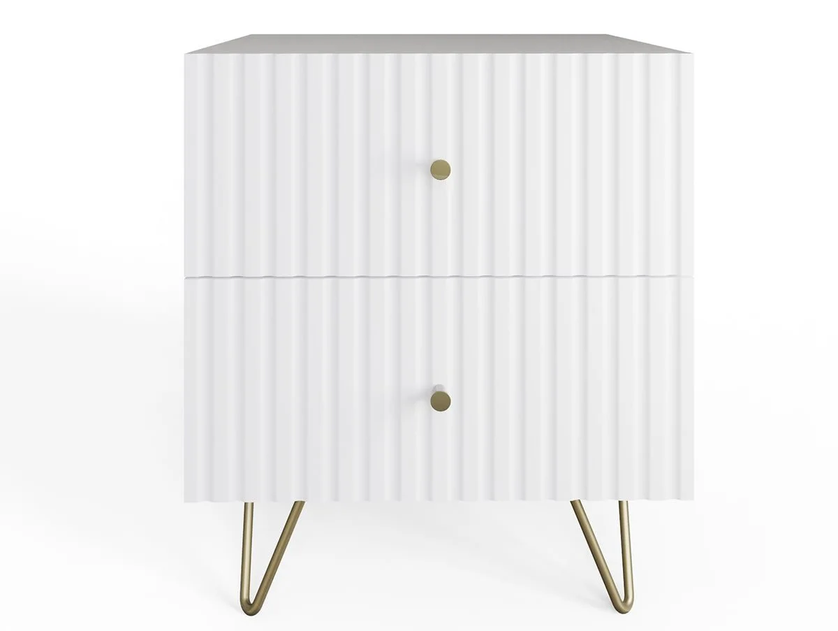 GFW GFW Thalia White Ribbed Pair of 2 Drawer Bedside Tables