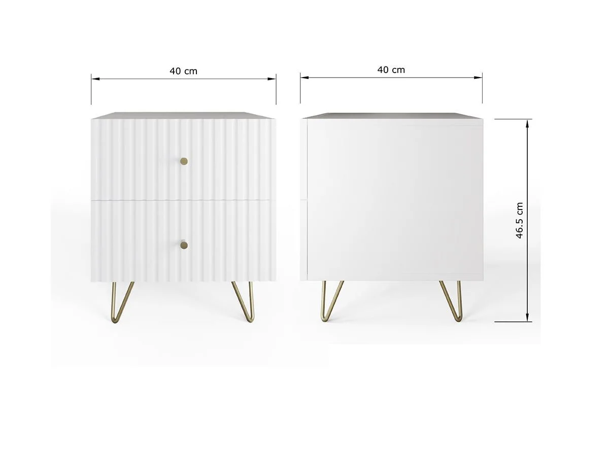 GFW GFW Thalia White Ribbed Pair of 2 Drawer Bedside Tables