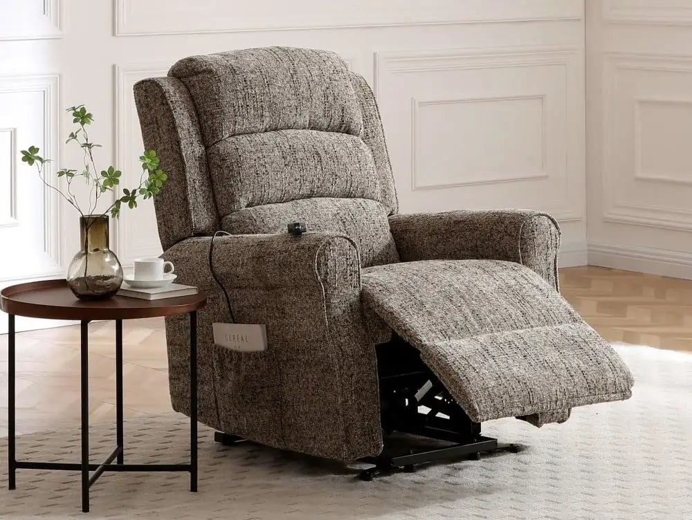 Kyoto Kyoto Baxter Dual Motor Fawn Woven Chenille Riser Recliner Chair