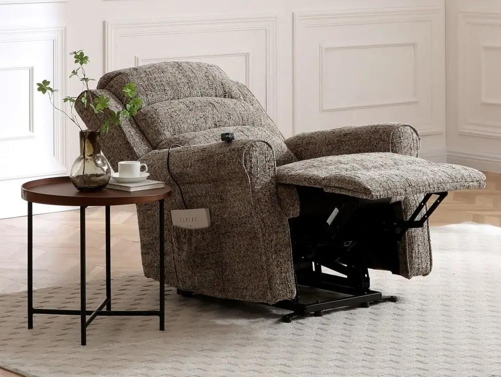 Kyoto Kyoto Baxter Dual Motor Fawn Woven Chenille Riser Recliner Chair