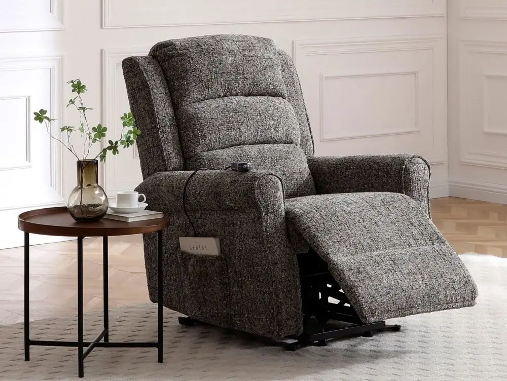 Kyoto Kyoto Baxter Dual Motor Grey Woven Chenille Riser Recliner Chair