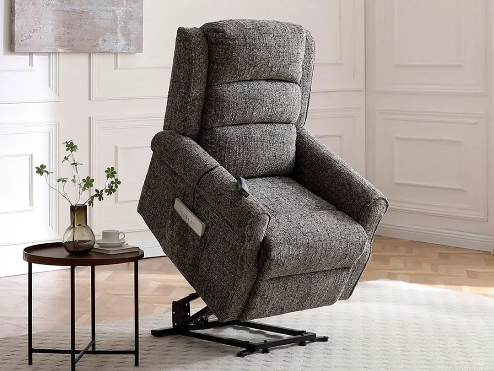 Kyoto Kyoto Baxter Dual Motor Grey Woven Chenille Riser Recliner Chair
