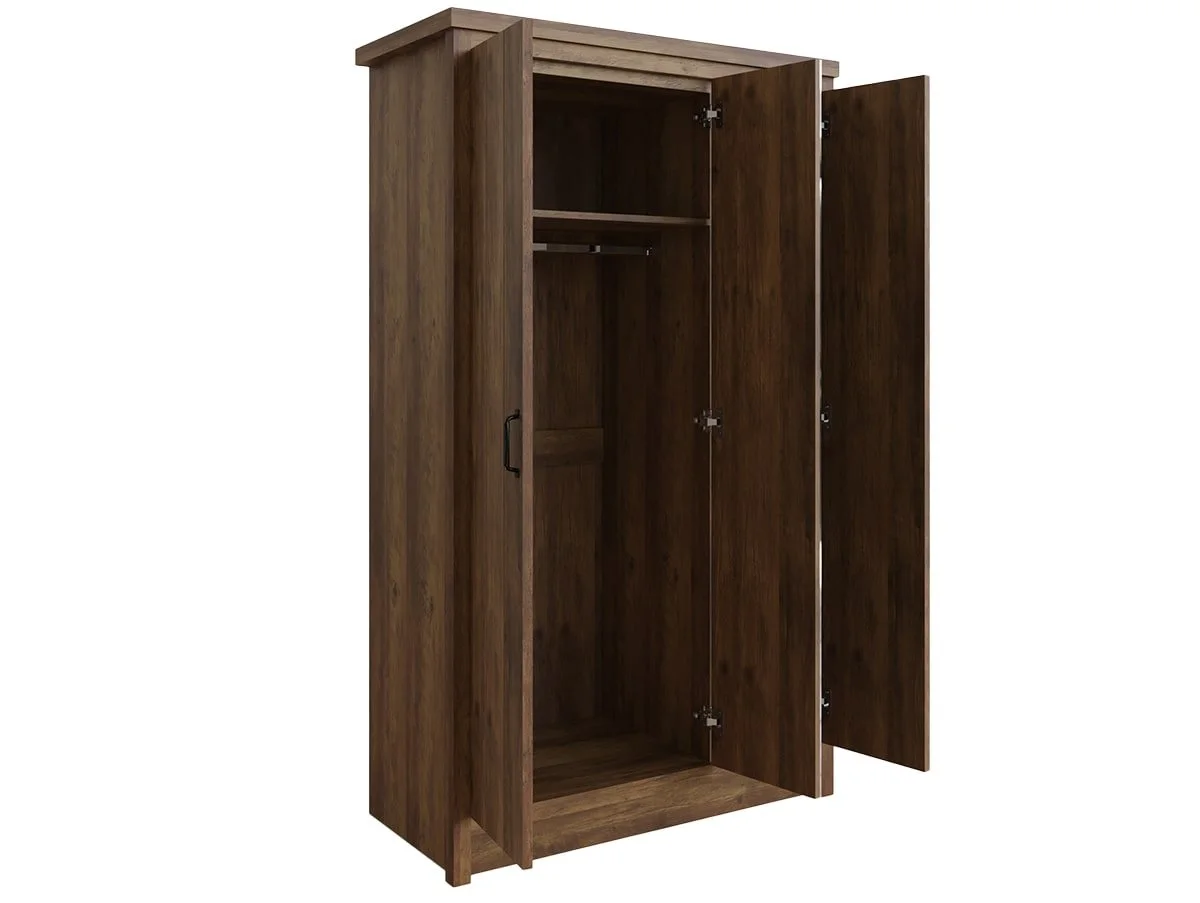 GFW GFW Boston Knotty Oak Mirrored 3 Door Wardrobe