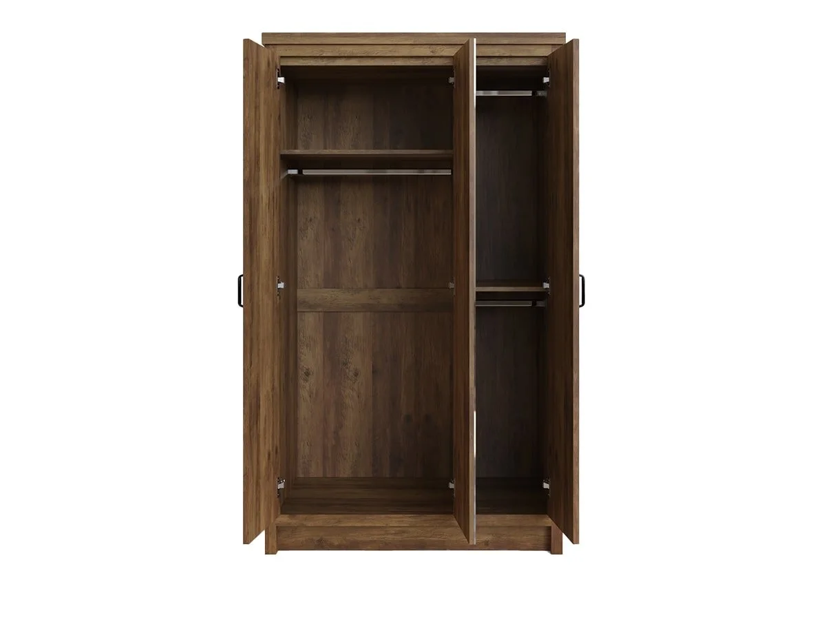 GFW GFW Boston Knotty Oak Mirrored 3 Door Wardrobe