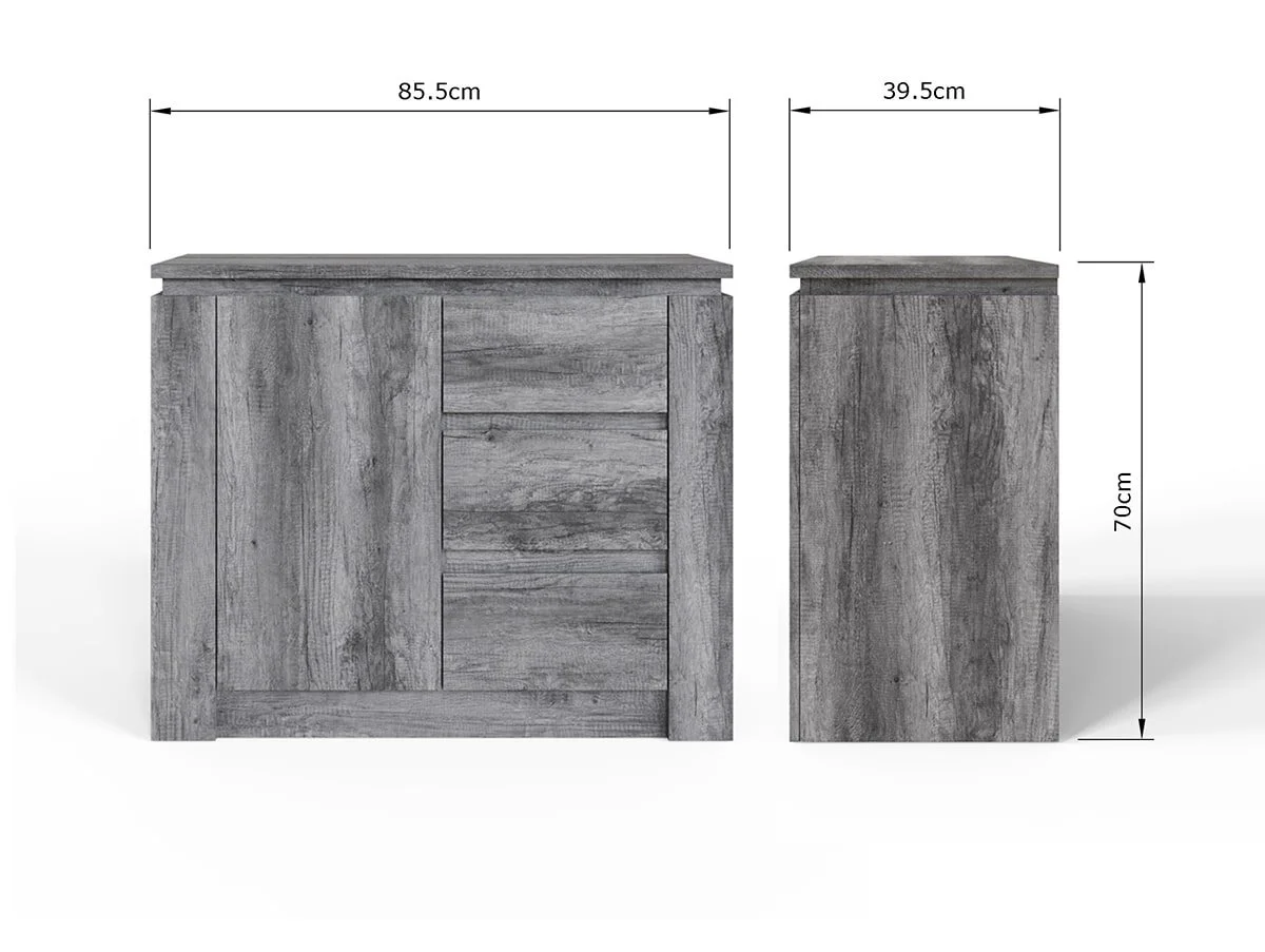 GFW GFW Canyon Charcoal Grey 1 Door 3 Drawer Multi Storage Unit