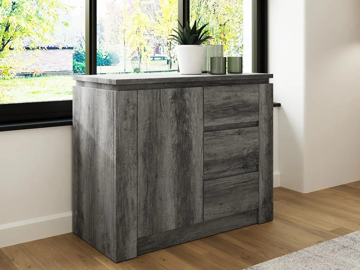 GFW GFW Canyon Charcoal Grey 1 Door 3 Drawer Multi Storage Unit
