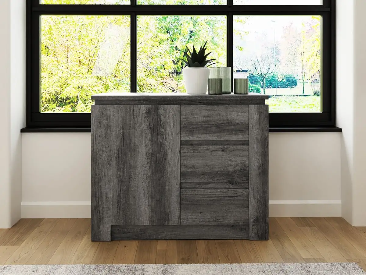 GFW GFW Canyon Charcoal Grey 1 Door 3 Drawer Multi Storage Unit