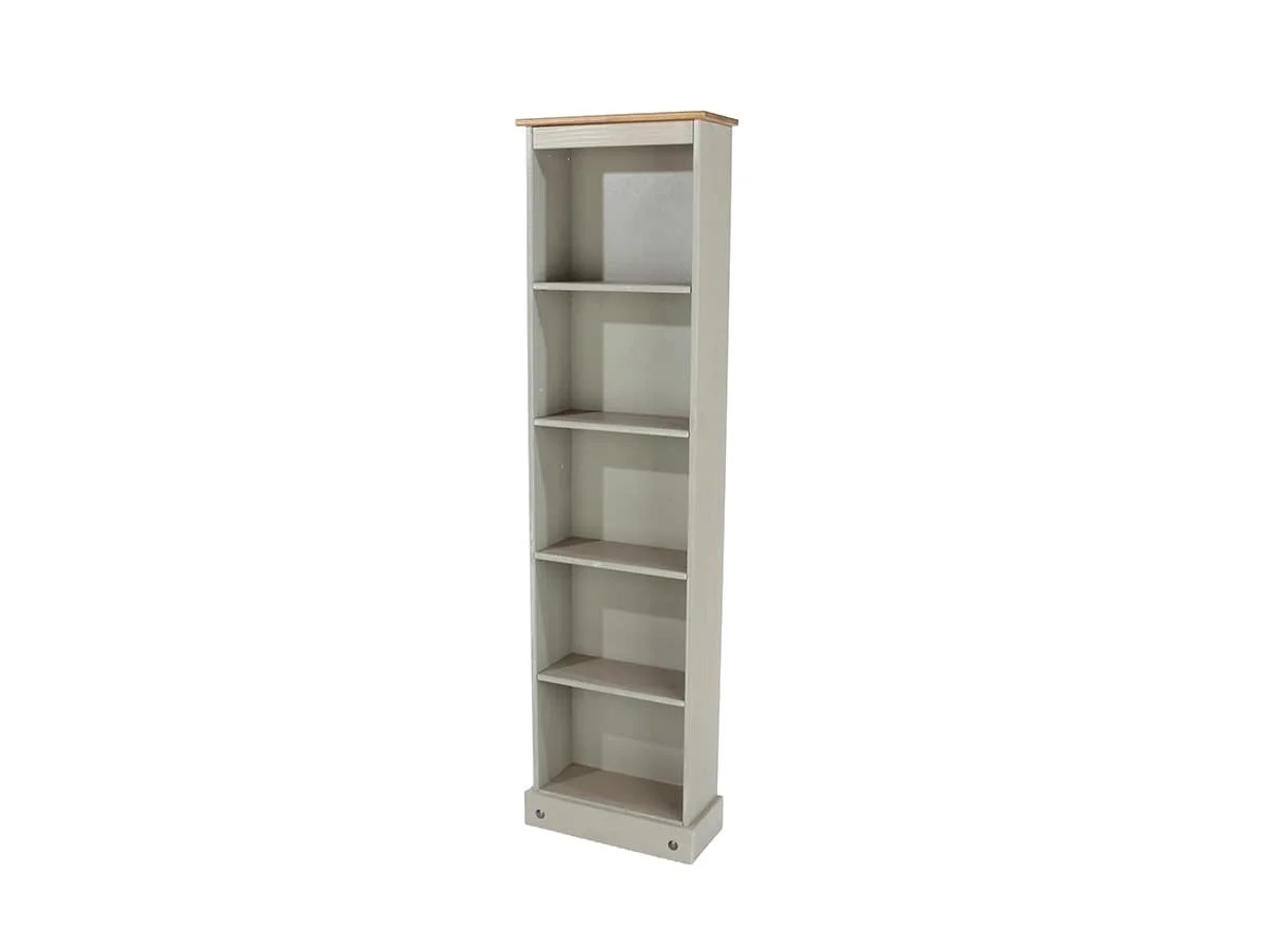 Core Core Corona Grey and Waxed Pine Tall Narrow Bookcase