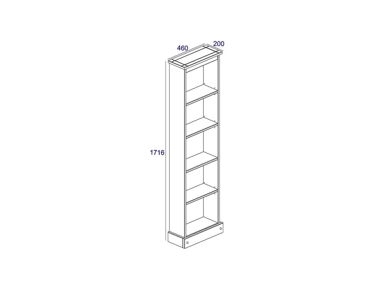 Core Core Corona Grey and Waxed Pine Tall Narrow Bookcase