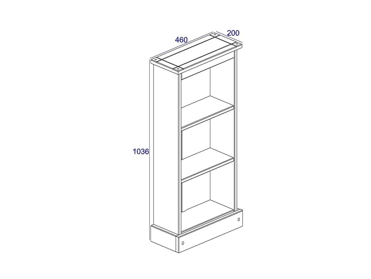 Core Core Corona Grey and Waxed Pine Low Narrow Bookcase