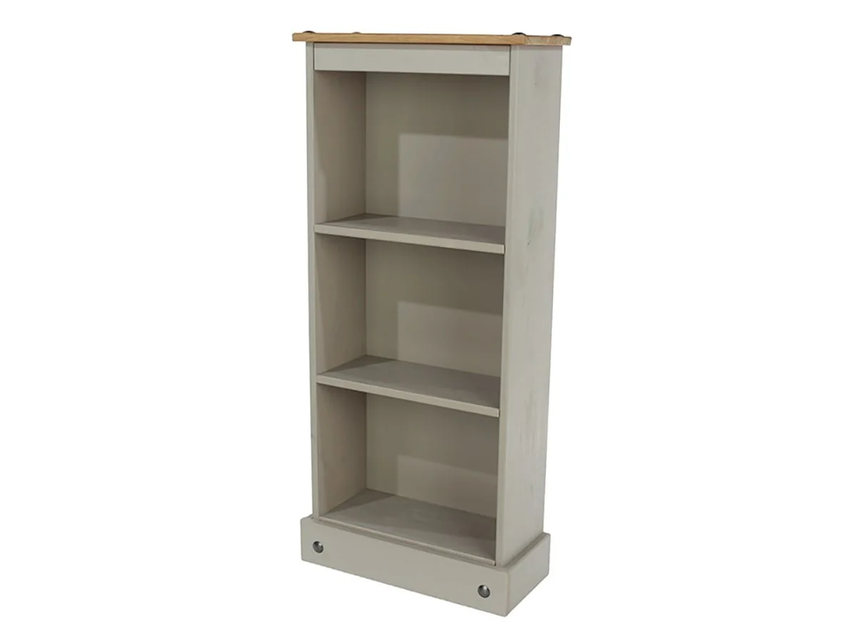 Core Core Corona Grey and Waxed Pine Low Narrow Bookcase