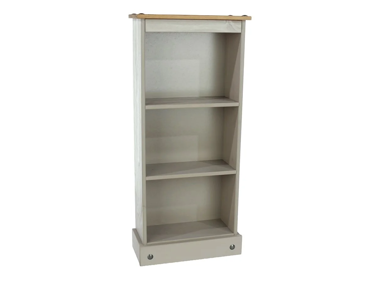 Core Core Corona Grey and Waxed Pine Low Narrow Bookcase