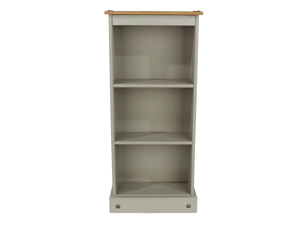 Core Core Corona Grey and Waxed Pine Low Narrow Bookcase