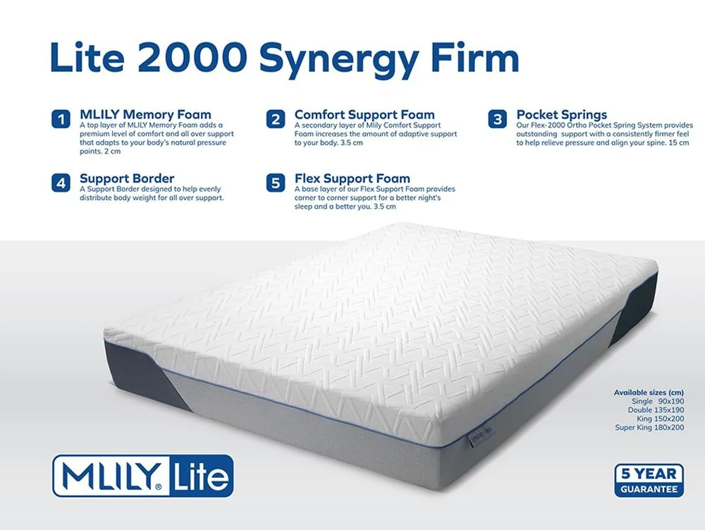 MLILY Mlily Lite Synergy Memory Pocket 2000 Mattress in a Box