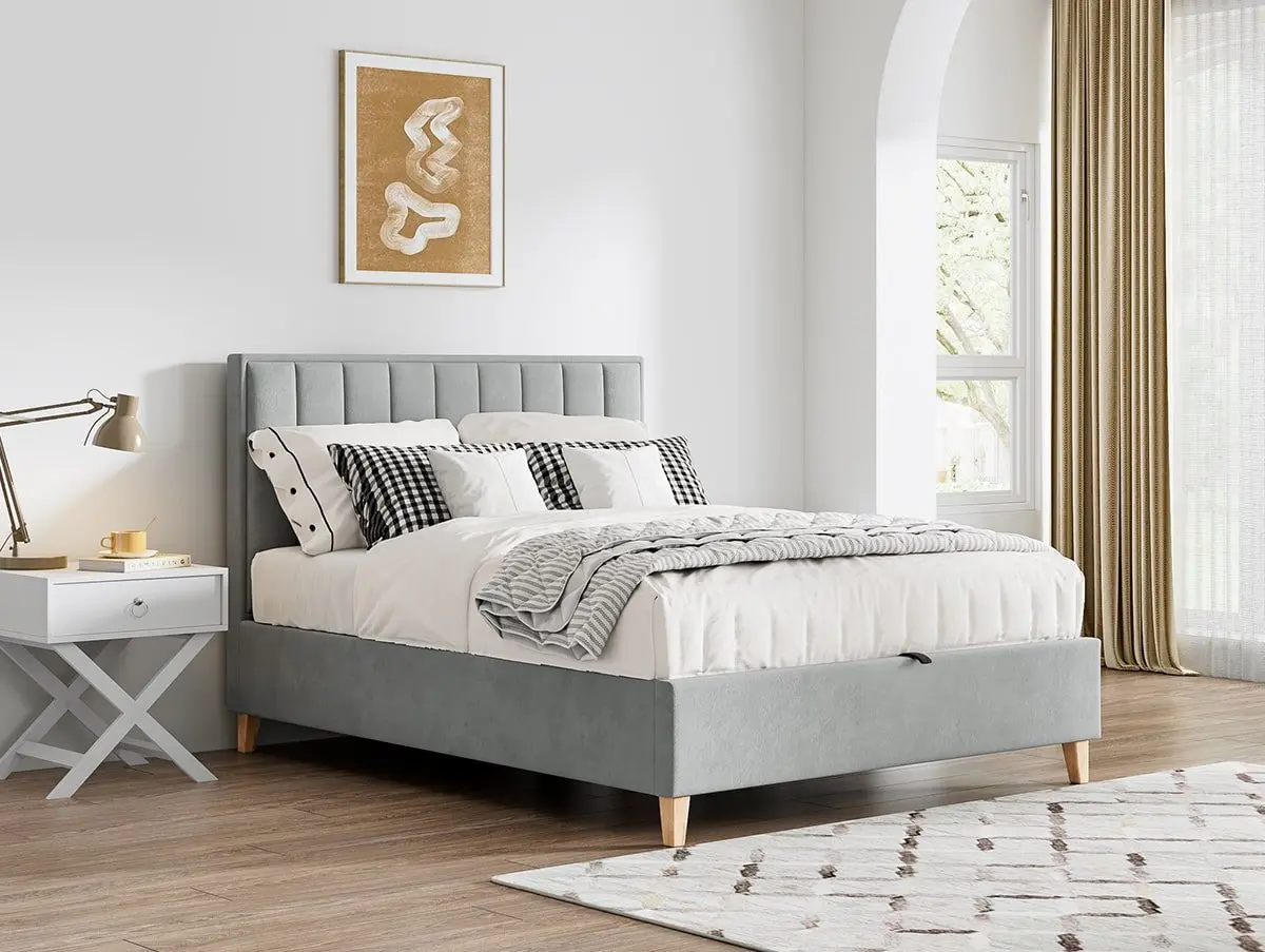 Bedmaster Bedmaster Rhodes Grey Velvet Ottoman Bed Frame