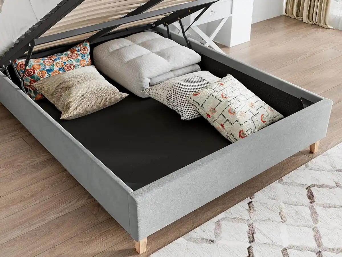 Bedmaster Bedmaster Rhodes Grey Velvet Ottoman Bed Frame