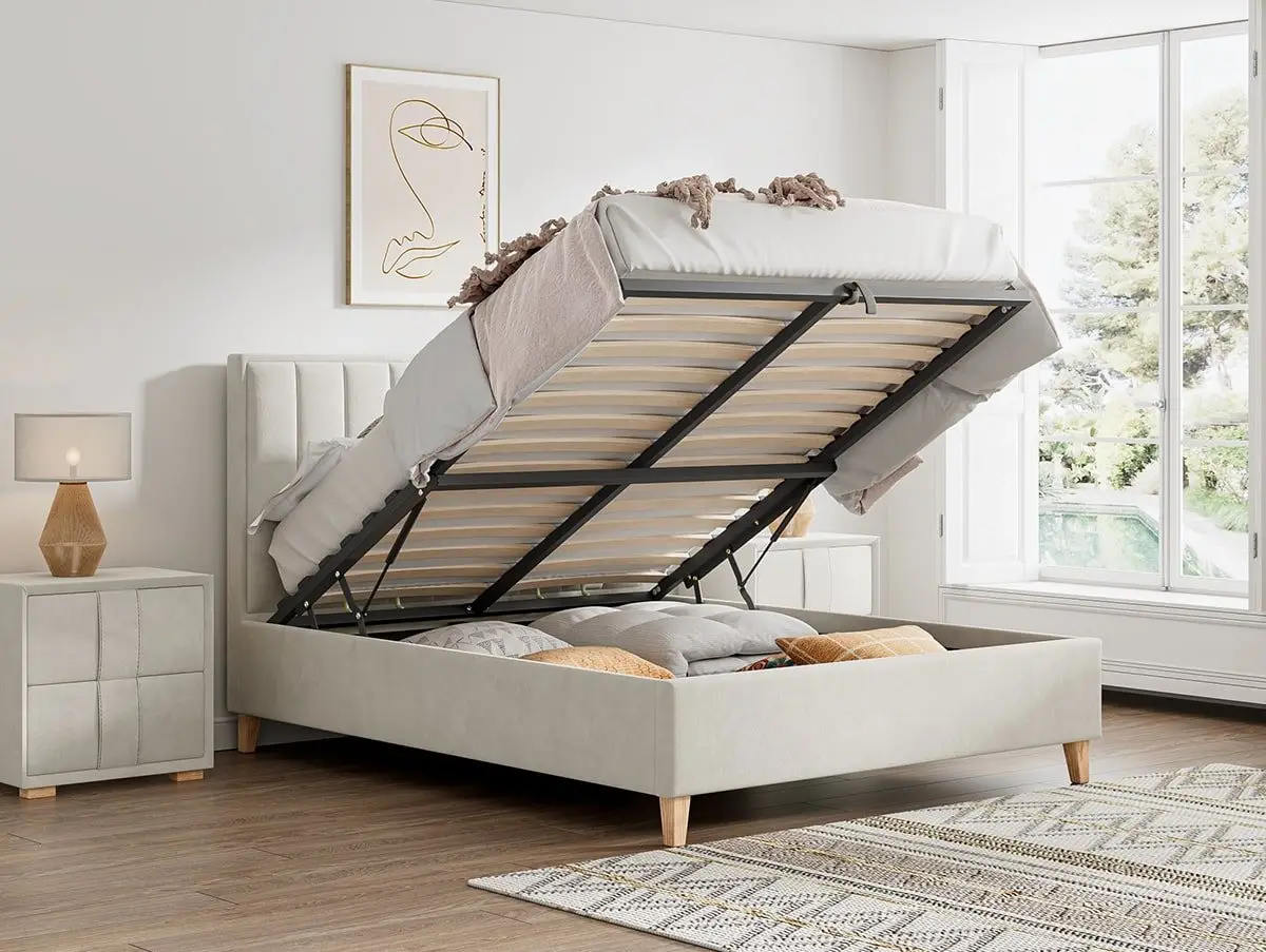 Bedmaster Bedmaster Rhodes Warmstone Velvet Ottoman Bed Frame