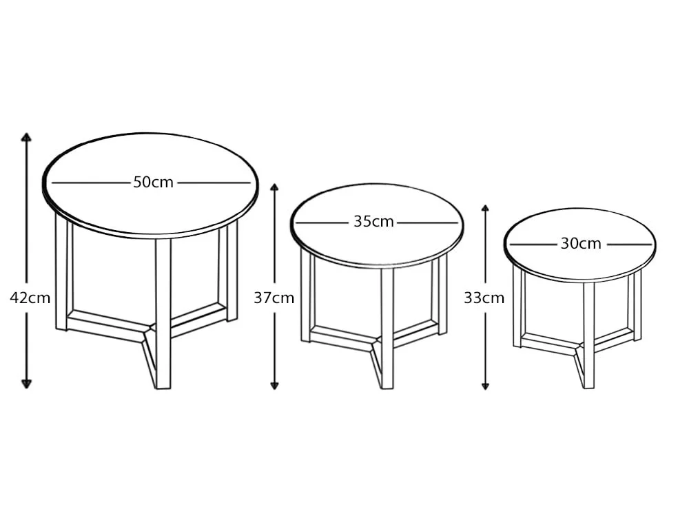 LPD LPD Stow Oak Round Nest Of 3 Tables