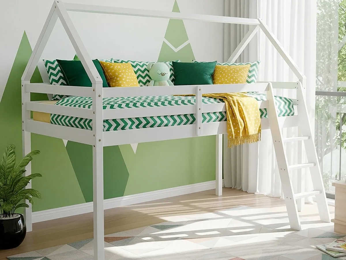Kidsaw Kidsaw Jinsen White Wooden Mid Sleeper Bed