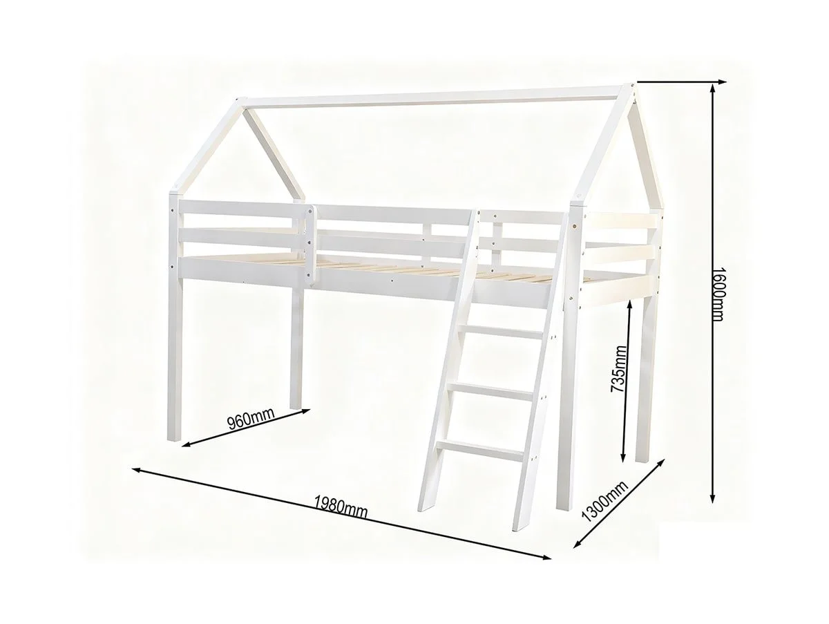 Kidsaw Kidsaw Jinsen White Wooden Mid Sleeper Bed