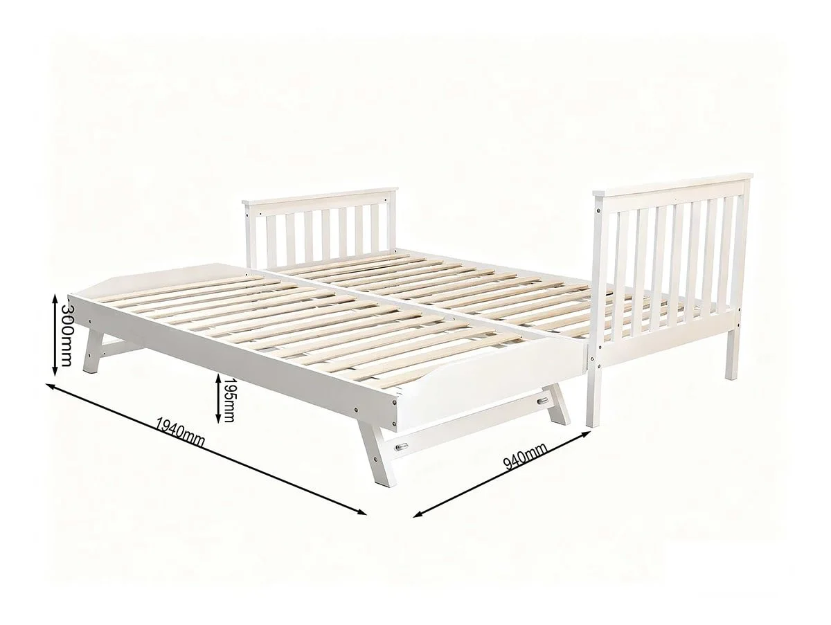 Kidsaw Kidsaw Jinsen White Wooden Pull Out Bed