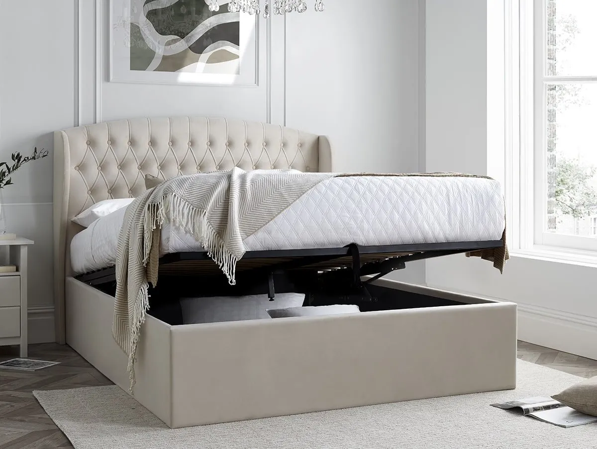 Bedmaster Bedmaster Warwick Natural Velvet Ottoman Bed Frame