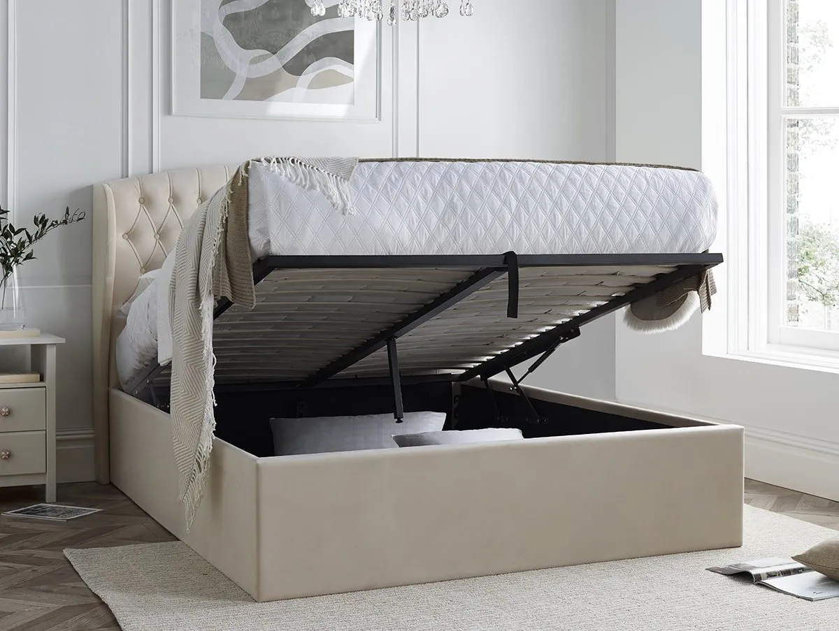 Bedmaster Bedmaster Warwick Natural Velvet Ottoman Bed Frame