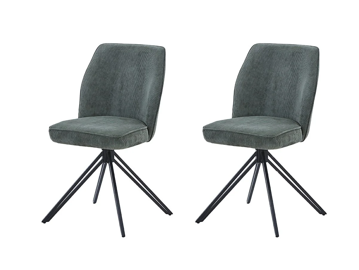Core Core Aspen Set of 2 Green Cord Fabric Swivel Dining Chair