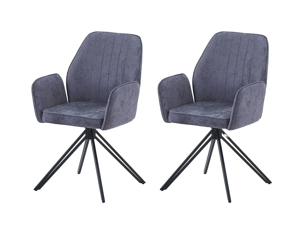 Core Core Aspen Set of 2 Grey Fabric Swivel Dining Armchair