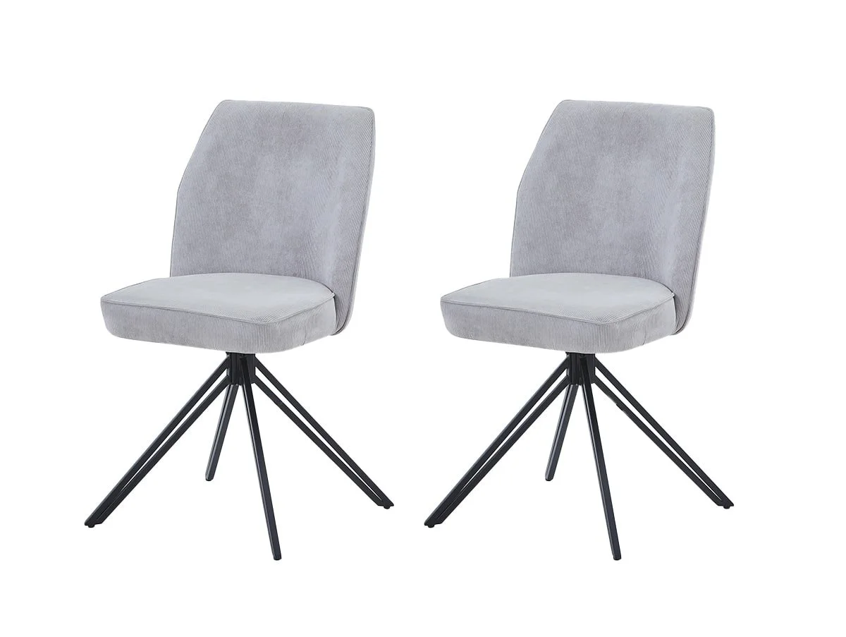 Core Core Aspen Set of 2 Light Grey Cord Fabric Swivel Dining Chair