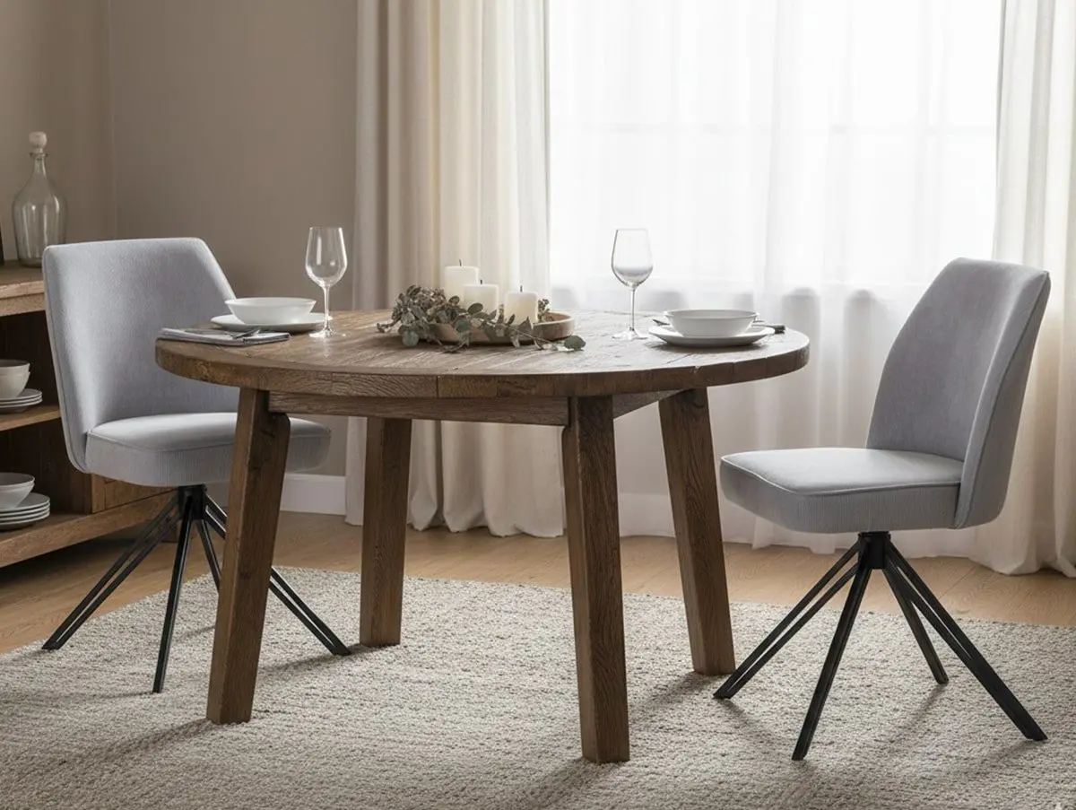 Core Core Aspen Set of 2 Light Grey Cord Fabric Swivel Dining Chair