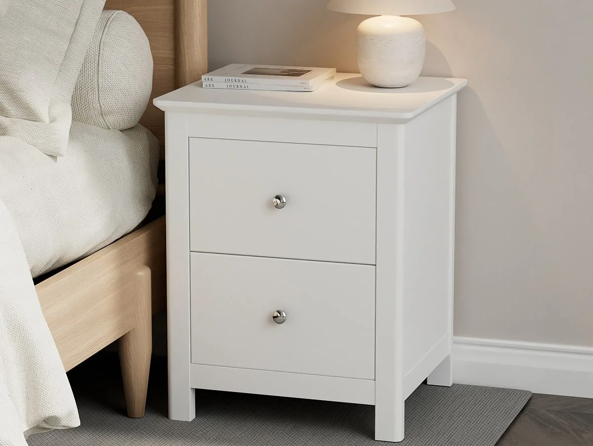 Core Core Nairn 2 Drawer White Bedside Table