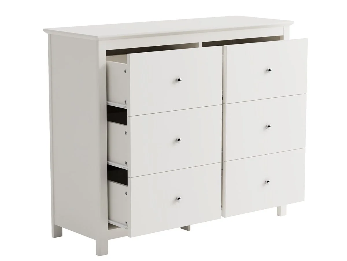 Core Core Nairn 3+3 Drawer White Wide Chest of Drawers