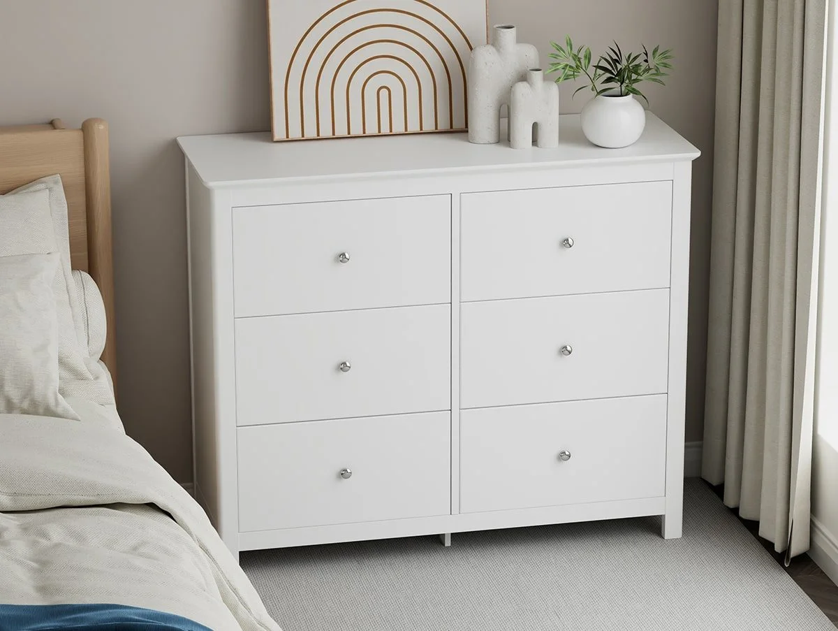 Core Core Nairn 3+3 Drawer White Wide Chest of Drawers