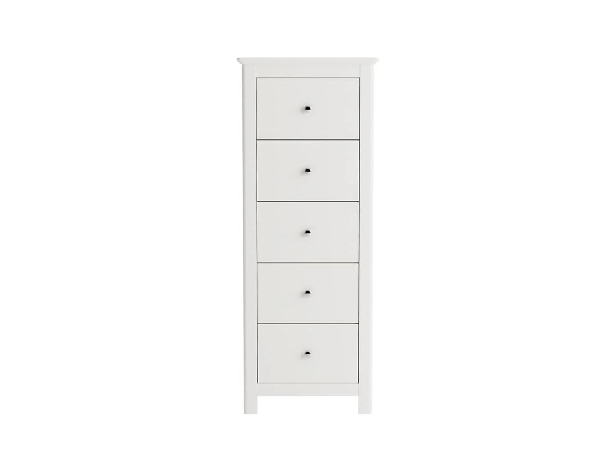 Core Core Nairn 5 Drawer White Narrow Chest of Drawers