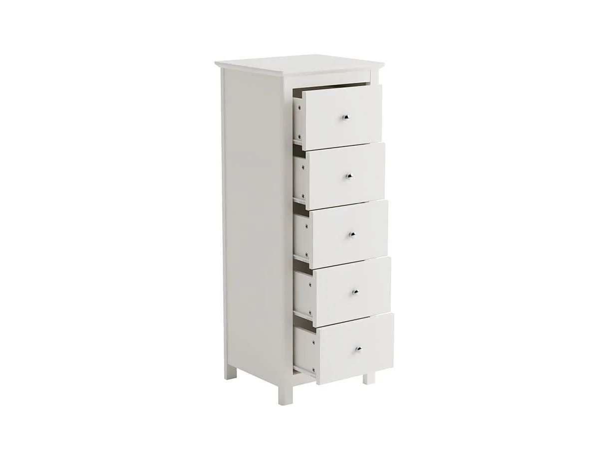 Core Core Nairn 5 Drawer White Narrow Chest of Drawers