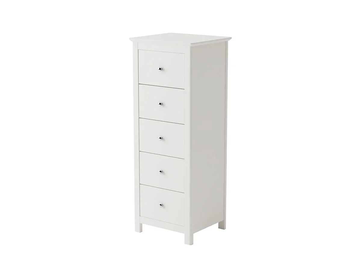 Core Core Nairn 5 Drawer White Narrow Chest of Drawers