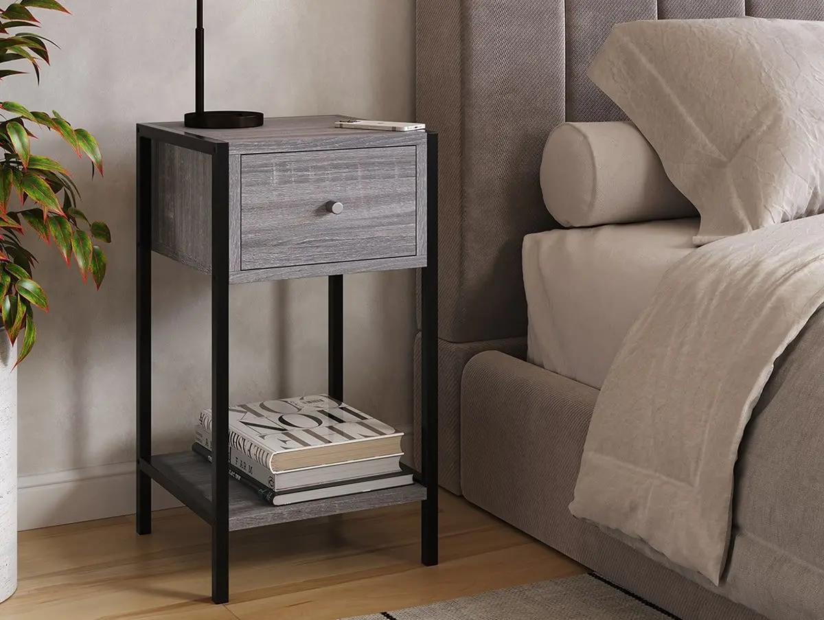 Core Core Kelly 1 Drawer Grey Oak Bedside Table