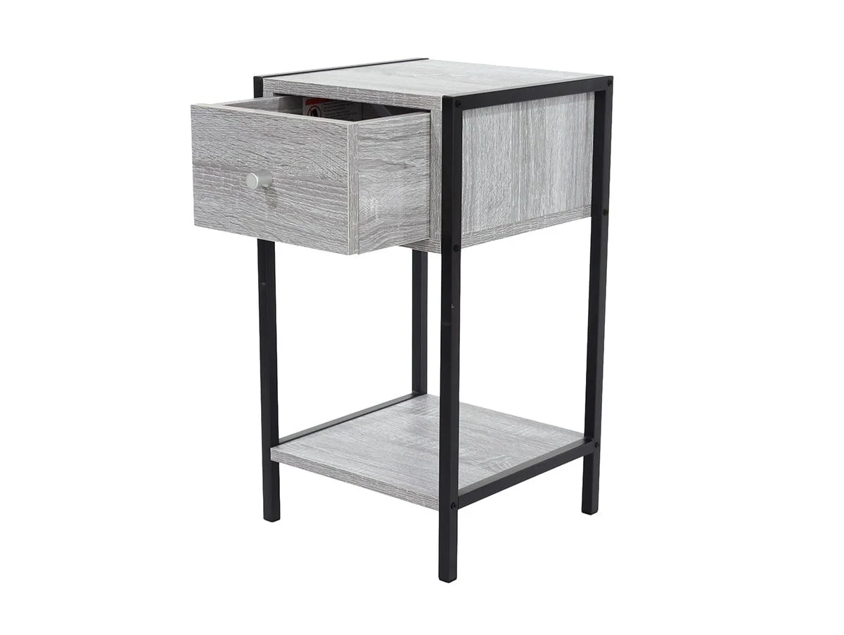 Core Core Kelly 1 Drawer Grey Oak Bedside Table