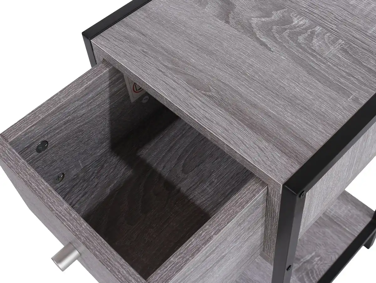 Core Core Kelly 1 Drawer Grey Oak Bedside Table