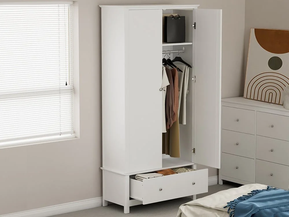 Core Core Nairn White 2 Door 1 Drawer Wardrobe
