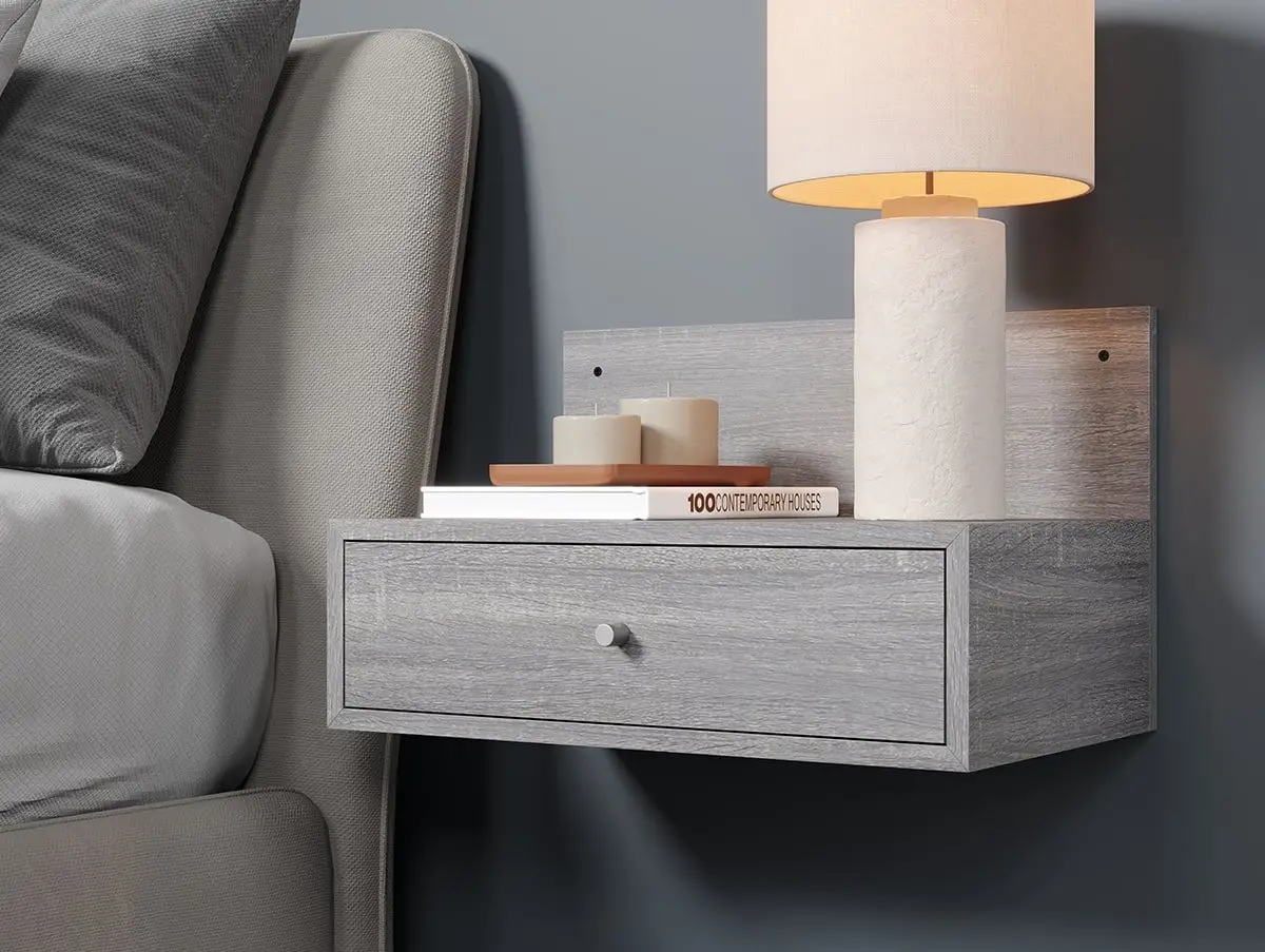 Core Core Kelly Set of 2 Wall Hanging Grey Oak Bedside Table