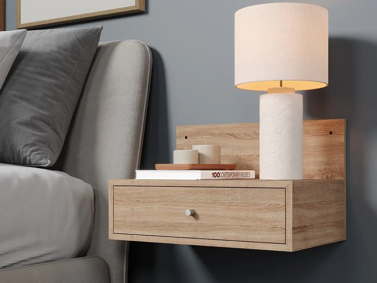 Core Core Kelly Set of 2 Wall Hanging Oak Bedside Table