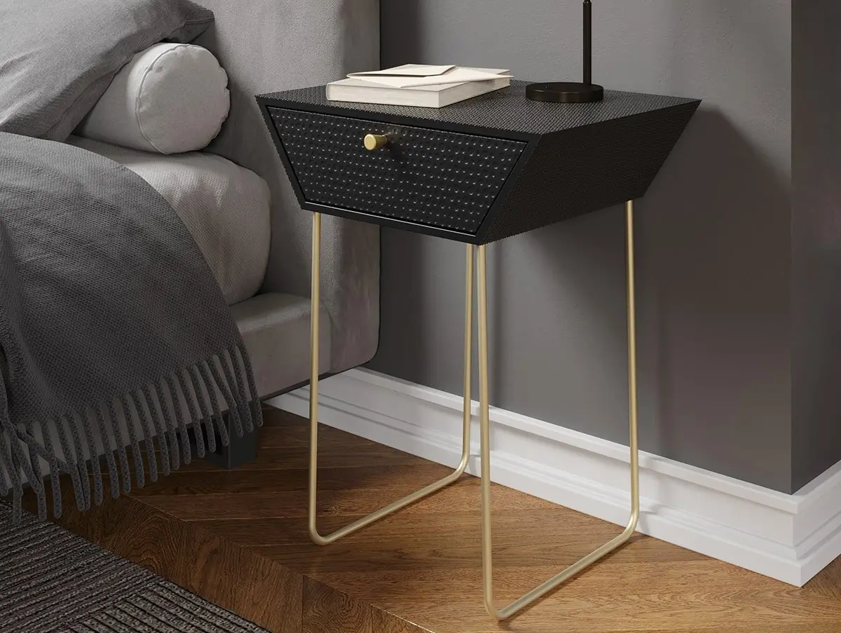 Core Core Apollo 1 Drawer Black Metal Bedside Table